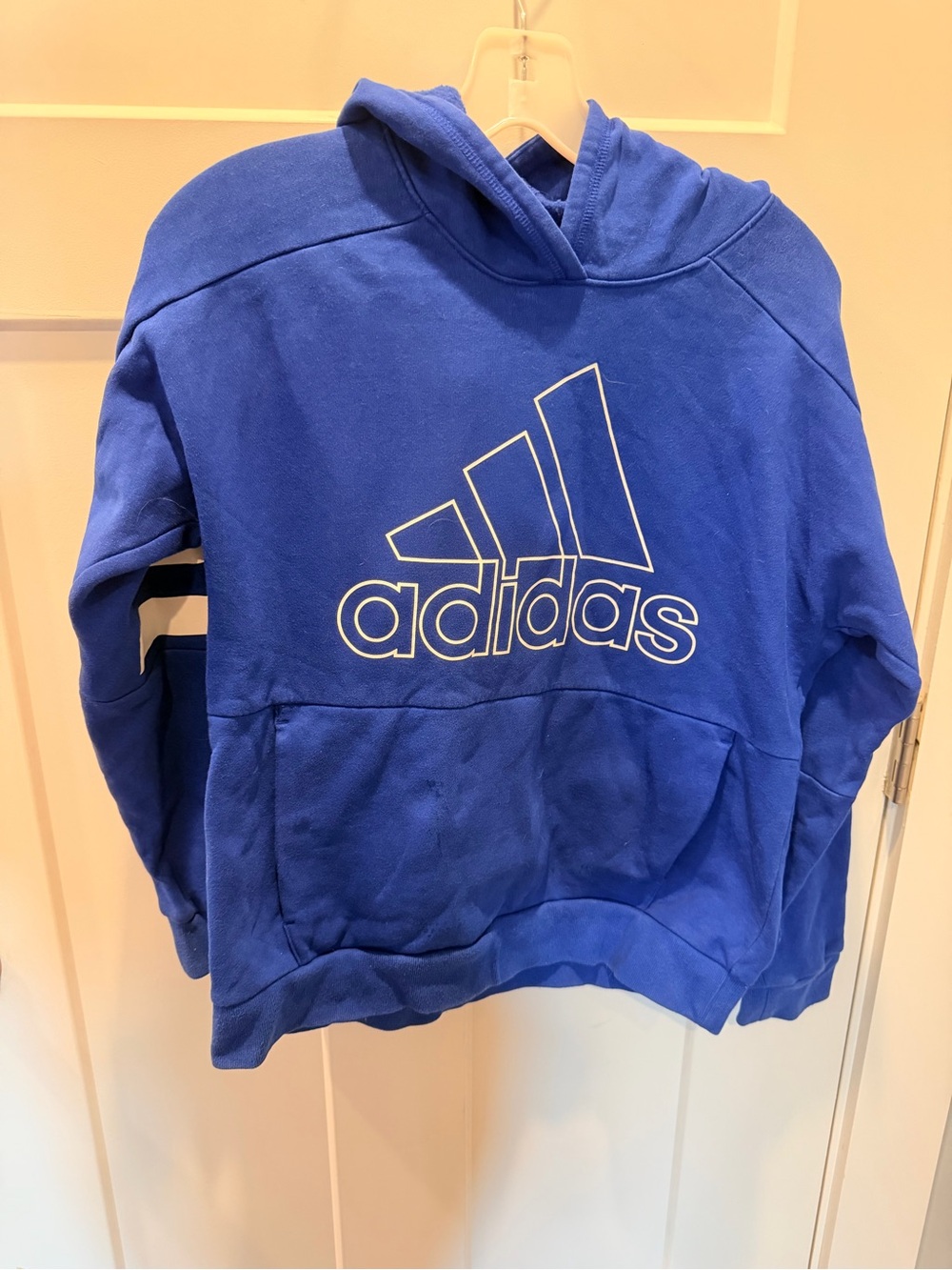 Adidas Royal Blue Outline Logo Pullover Hoodie Adult M